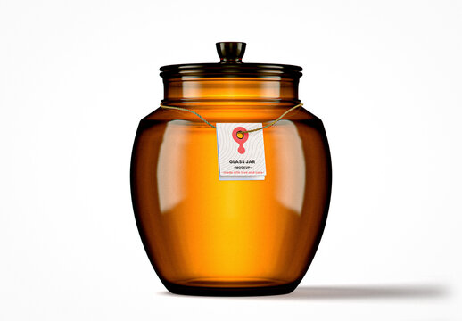 Amber Glass Jar With Glass Lid Mockup