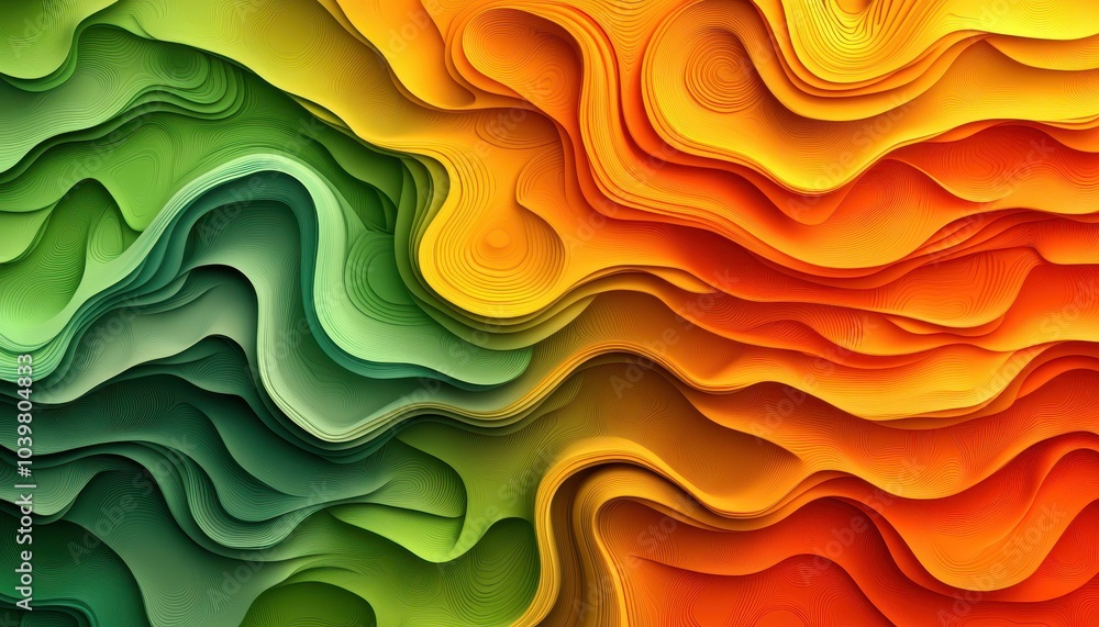 Poster colorful abstract wave patterns creating an organic texture in vibrant tones