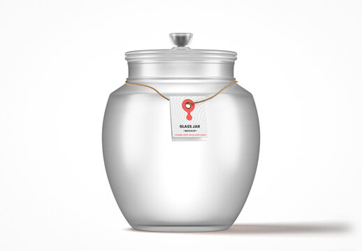 Frosted Glass Jar With Glass Lid Mockup