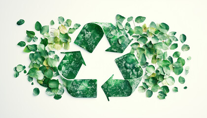 Ecological recycling sign on a white background. The idea of ​​recycling, waste-free production, eco-plastics and eco-fuels.