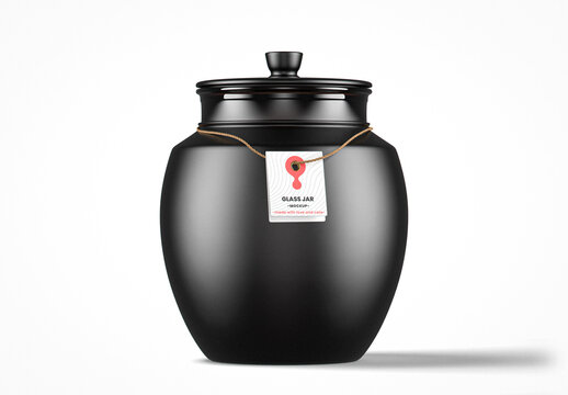 Matte Glass Jar With Glass Lid Mockup