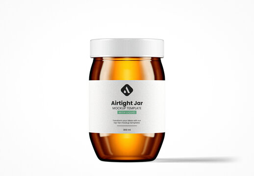 Airtight Amber Glass Jar Mockup