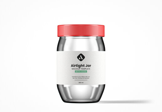 Airtight Clear Glass Jar Mockup