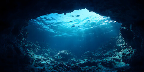 Obraz premium The wonderful and beautiful world in the underwater cave, mobile wallpaper, computer wallpaper, background