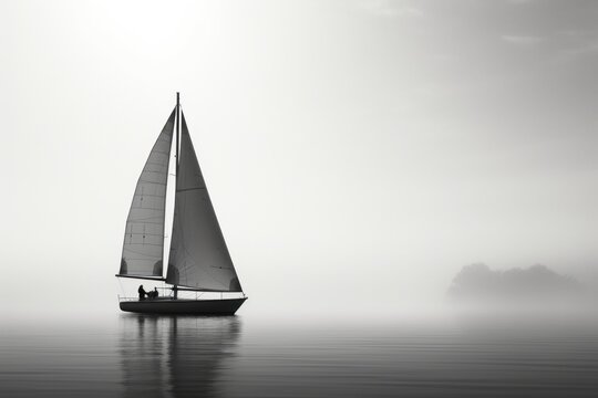 Photography sailing boat watercraft monochrome sailboat. - Powered by Adobe