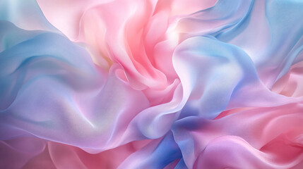 Obraz premium Softly swirling pastel fabric creating a dreamy, ethereal texture in blue and pink shades
