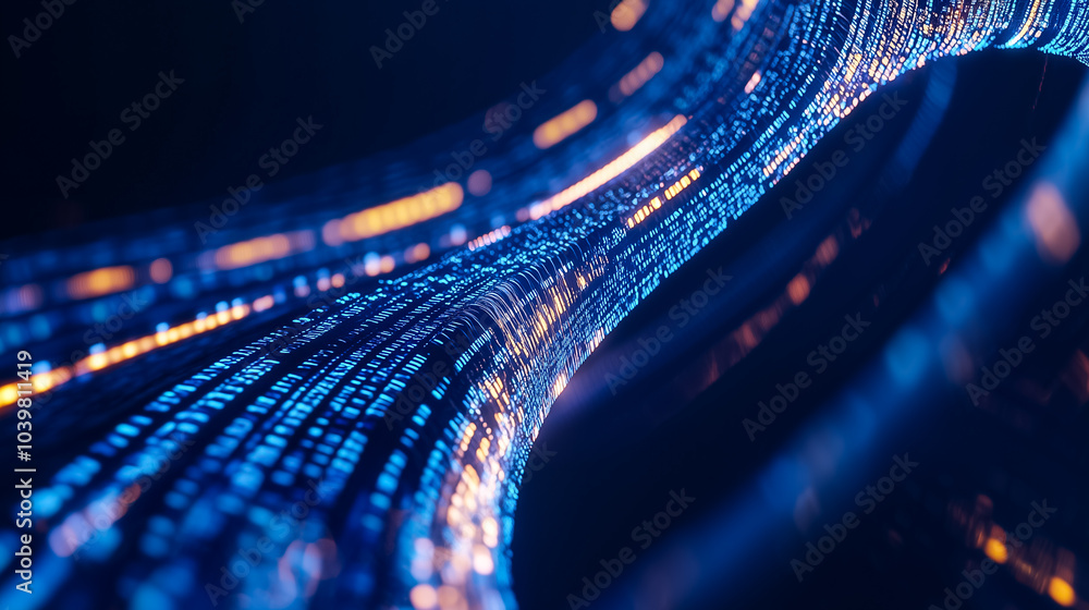 Poster vibrant, colorful data streams intertwine, creating a dynamic digital landscape with intricate patte