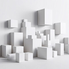 geometric white bright 3d wall, 3d wall texture, Abstract geometric white bright 3d texture wall