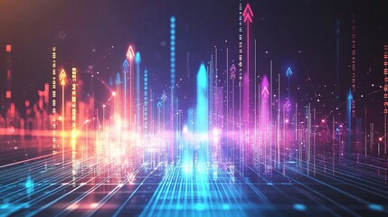 Fototapeta premium Vibrant Abstract Digital Landscape with Data Visualization