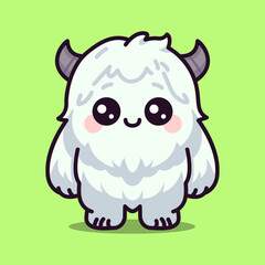 cute yeti monster cartoon character myth legend flat color vector illustration template design