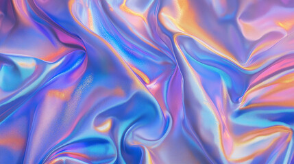 Obraz premium Processed collage of iridescent fabric, fashion fabric, holographic texture. Banner background.