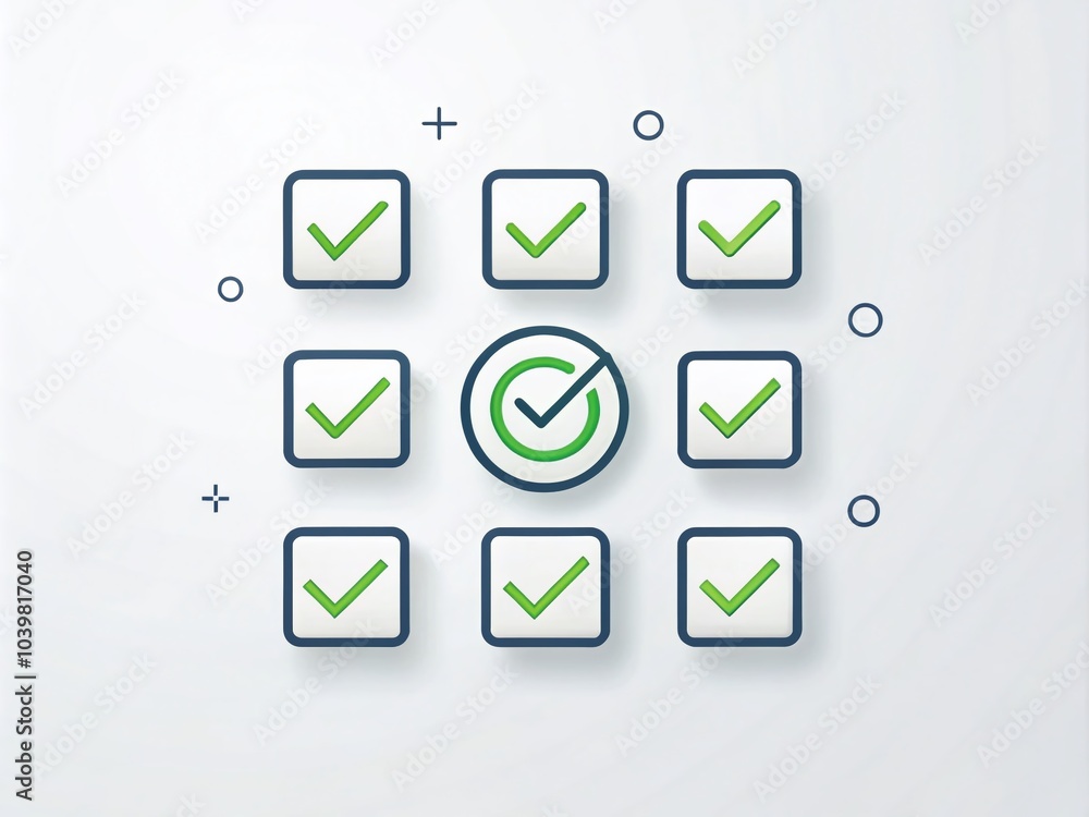 Poster Approval Check Icons Collection in Line Style for Business and Design Needs