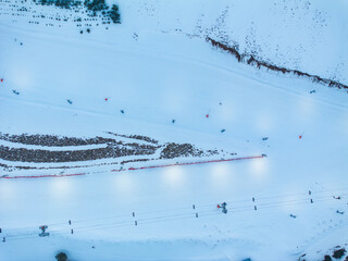 Palandöken Ski Center in the Winter Season Drone Photo, Palandoken Mountains Erzurum, Turkiye (Turkey)