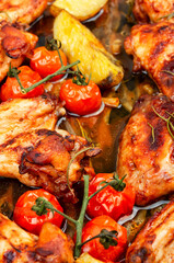 Dish of spicy chicken wings.