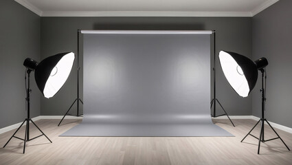 photo studio background, background for production, gray paper photo studio background with lighting