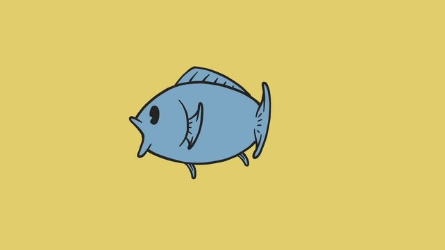 looping animation cartoon of blue fish