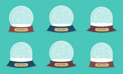 Christmas snow globe collection in a flat design