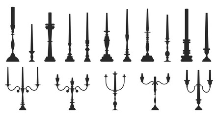 Candelabrum silhouette collection on a white background