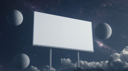 Giant Billboard Between Moons in Cosmic Dust with Star Clusters