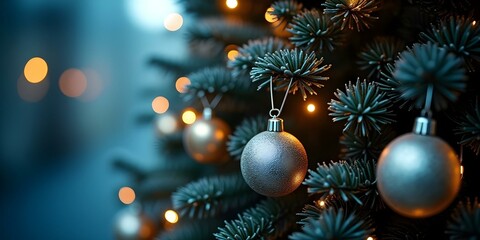 christmas background with christmas tree and balls