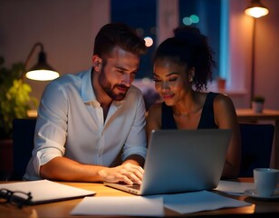 couple working on laptop
