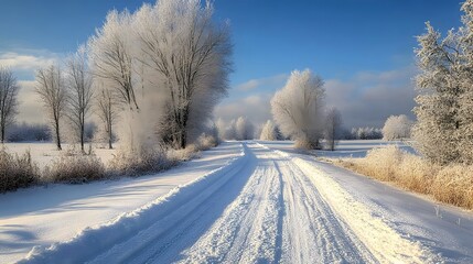 Obraz premium Scenic snowmobile ride through a remote December wilderness