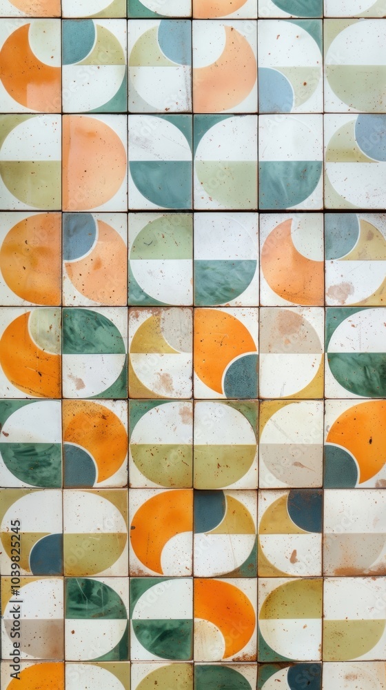 Poster tiles retro color pattern backgrounds mosaic art.