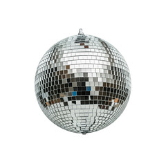 Silver disco mirror ball on transparent background