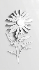Fototapeta premium Chamomile flower logo 3d vector papercut