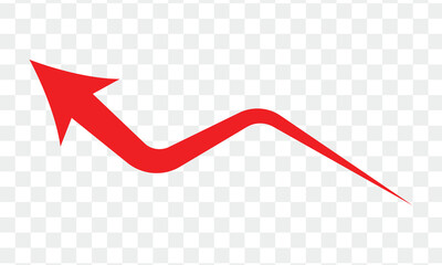 Red up arrow graph showing rising trend, boosting of business result, investment profit growing symbol