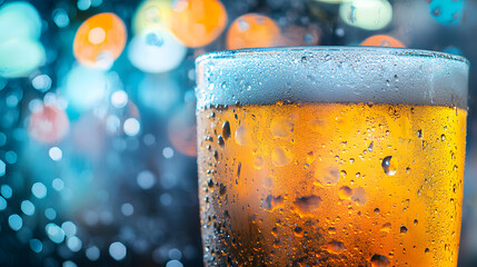 A Close-Up View of a Frosty Dark 'n' Stormy Cocktail Captured in a Vibrant Party Setting