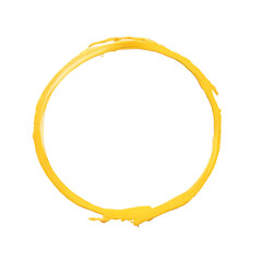 Yellow, hand drawn colored circles with place for your text isolated on white background