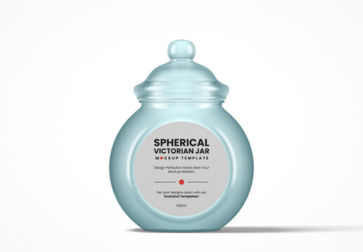 Victorian Frosted Glass Round Bottle Mockup