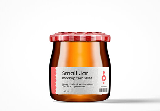 Small Amber Glass Pudding Jar Mockup