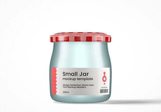 Small Frosted Glass Pudding Jar Mockup