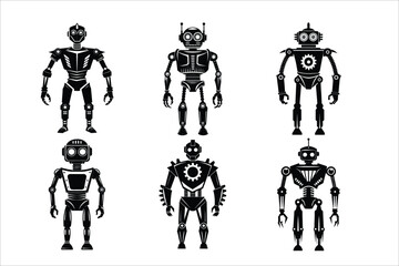 Robot Logo and Icon Collection, A Set of Adorable Transformer or cyberpunk Silhouettes