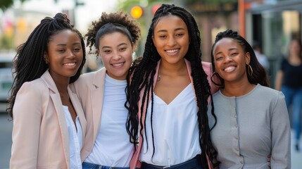 Joyful gathering of diverse friends discussing lifestyle and fashion in a shopping area, showcasing the happiness and camaraderie of young women