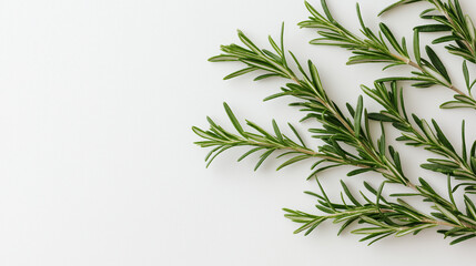 Naklejka premium fresh rosemary on white, bunch of rosemary, herb, pieces of rosemary