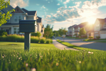 American mail box near the house in suburban village