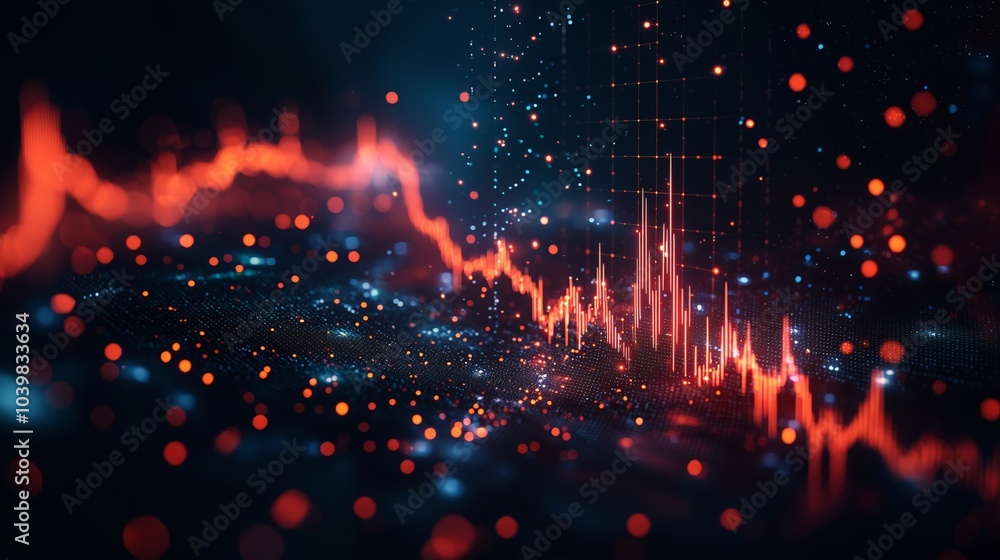 Poster dark background with plummeting graph visualization