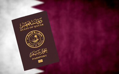 Qatar passport on Qatar background