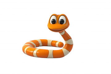 Fototapeta premium Cute orange snake with cartoonish eyes, isolated on transparent or white background