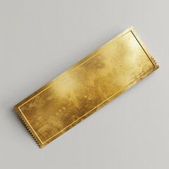 Golden Ticket on Plain White Background

