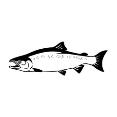 Coho Salmon logo, Black and White Coho Salmon fish jumping out of the water, Great for your Coho Salmon fishing activity.