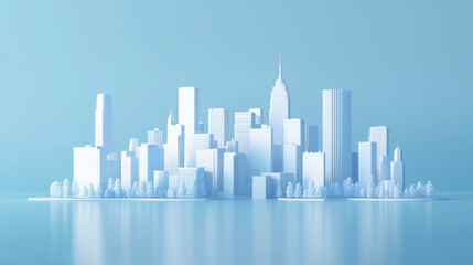Naklejka premium Minimalist futuristic city model with white skyscrapers