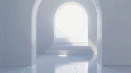 Minimalist Hall with Arch and Light