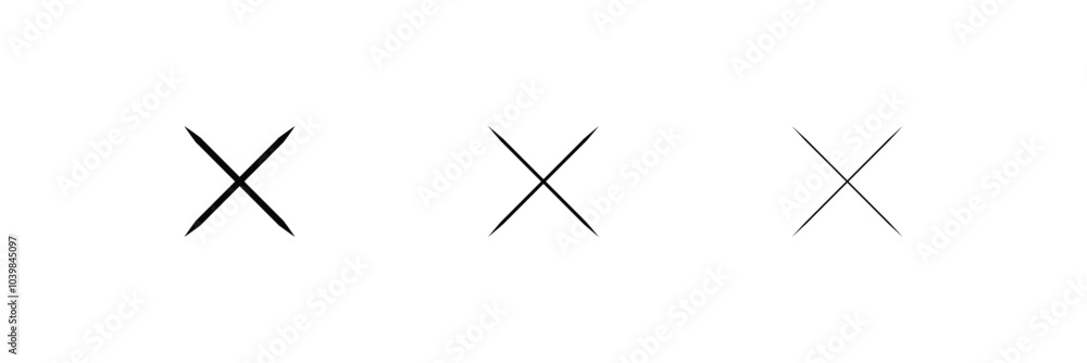 Poster black ink wrong signs. black paint brush stroke crosses. vector set of hand-painted wrong icons. abs