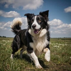 Fototapeta premium Border Collie running happily