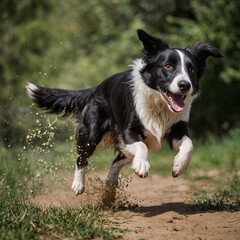 Fototapeta premium Border Collie running happily