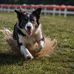 Fototapeta premium Border Collie running happily